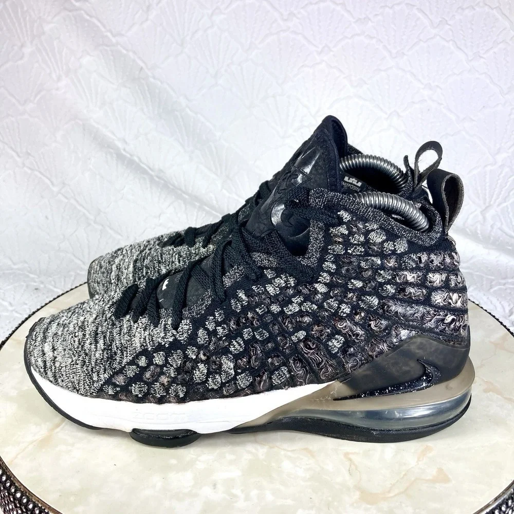 Nike Lebron 17 High Top Basketball Shoes Youth 5.5 Black Gray Athletic Sneakers